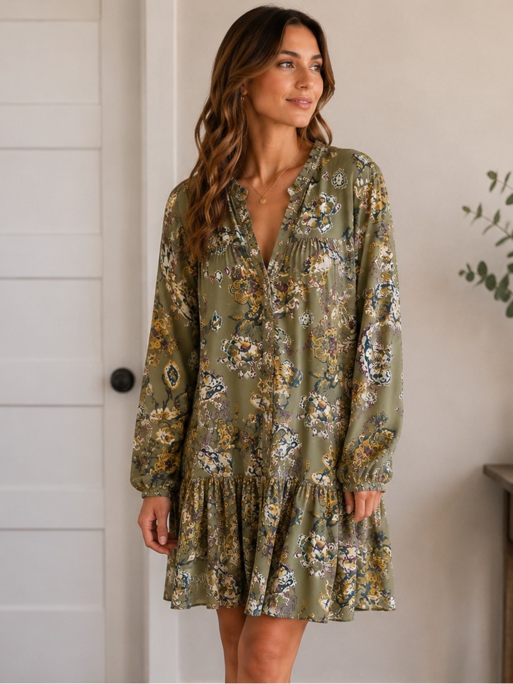 Free People Ibiza Nights long-sleeve mini tunic dress